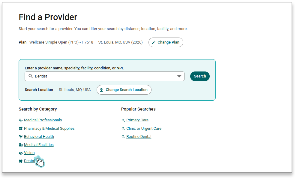 Find a Provider Categories